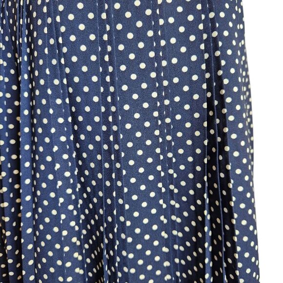 J. Crew Pleated Skirt Navy White Polka Dot Ribbon Waistband Women's Size 8 - Picture 3 of 10